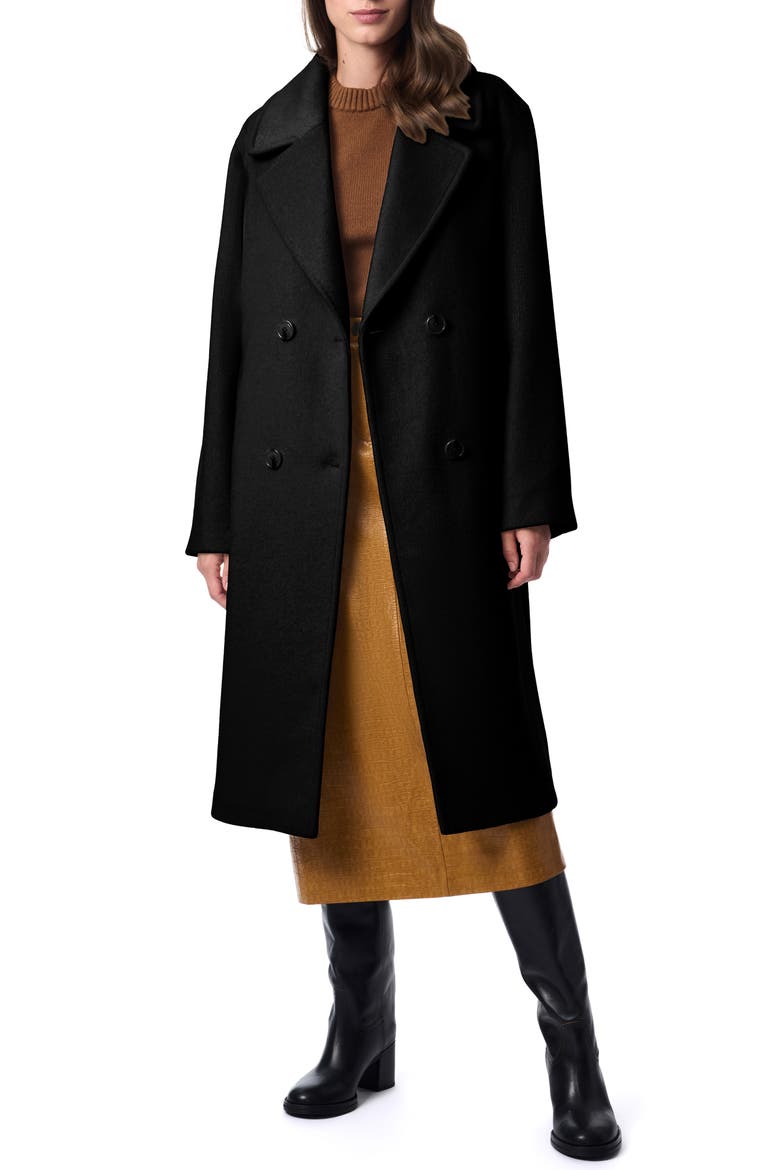 Relaxed Double Breasted Coat, Main, color, BLACK