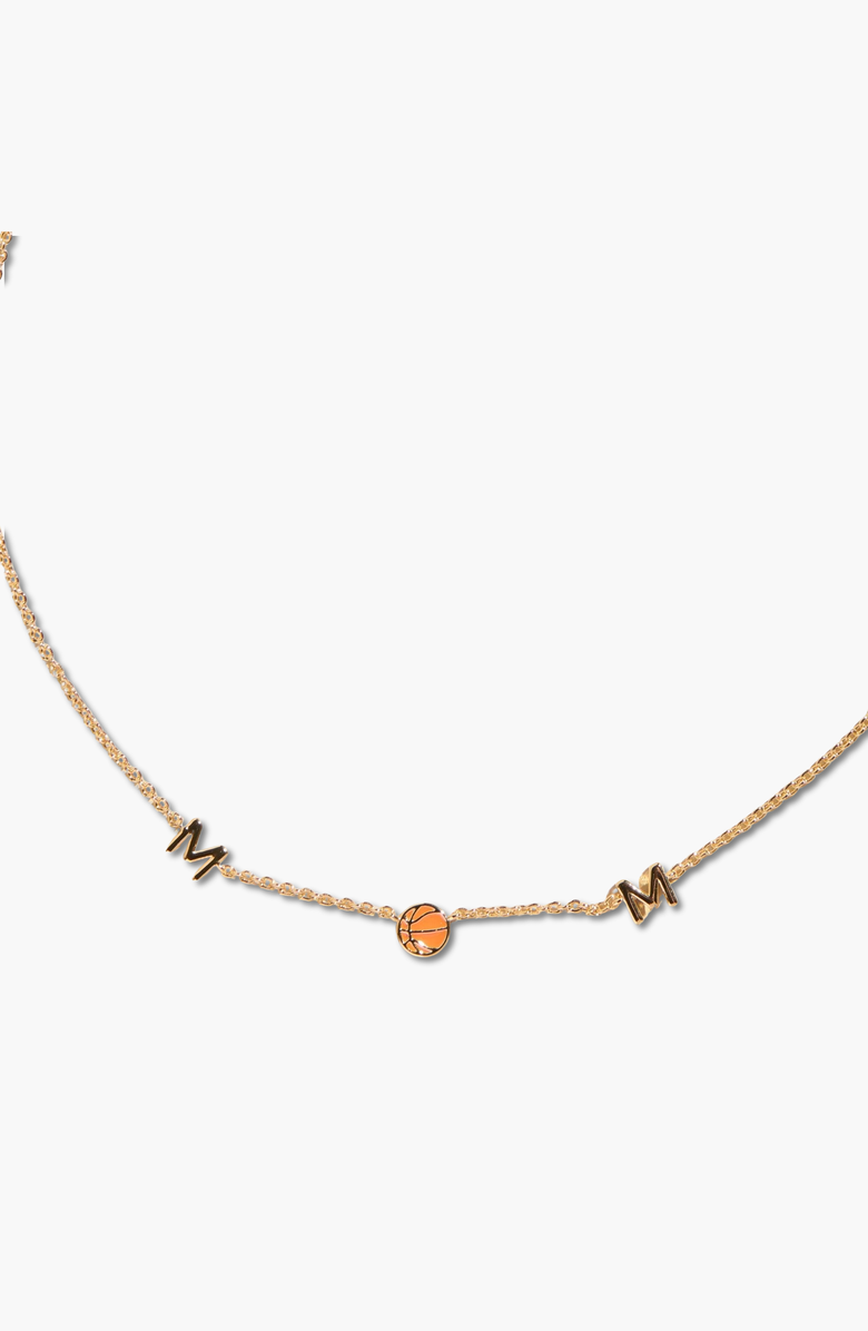 Nickel & Suede Basketball Mom Necklace, Alternate, color, Gold