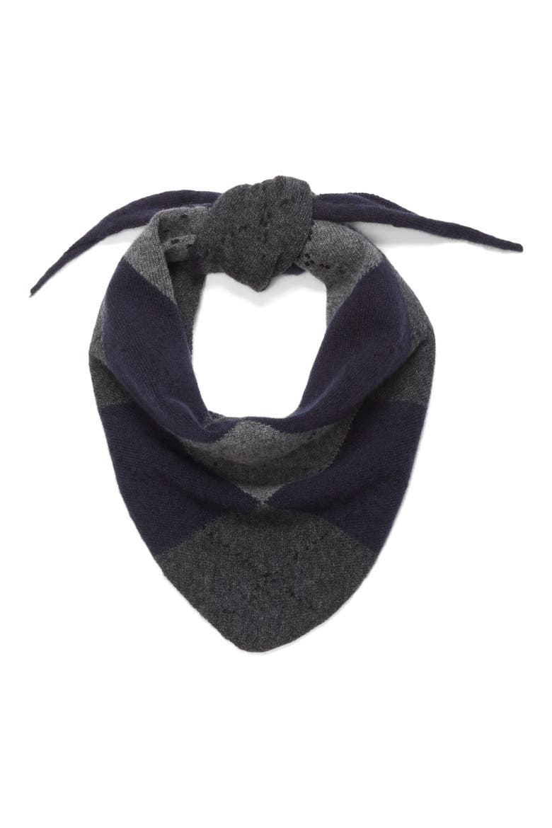Clan Argyle Plaid Cashmere Triangle Scarf, Alternate, color, DARK NAVY