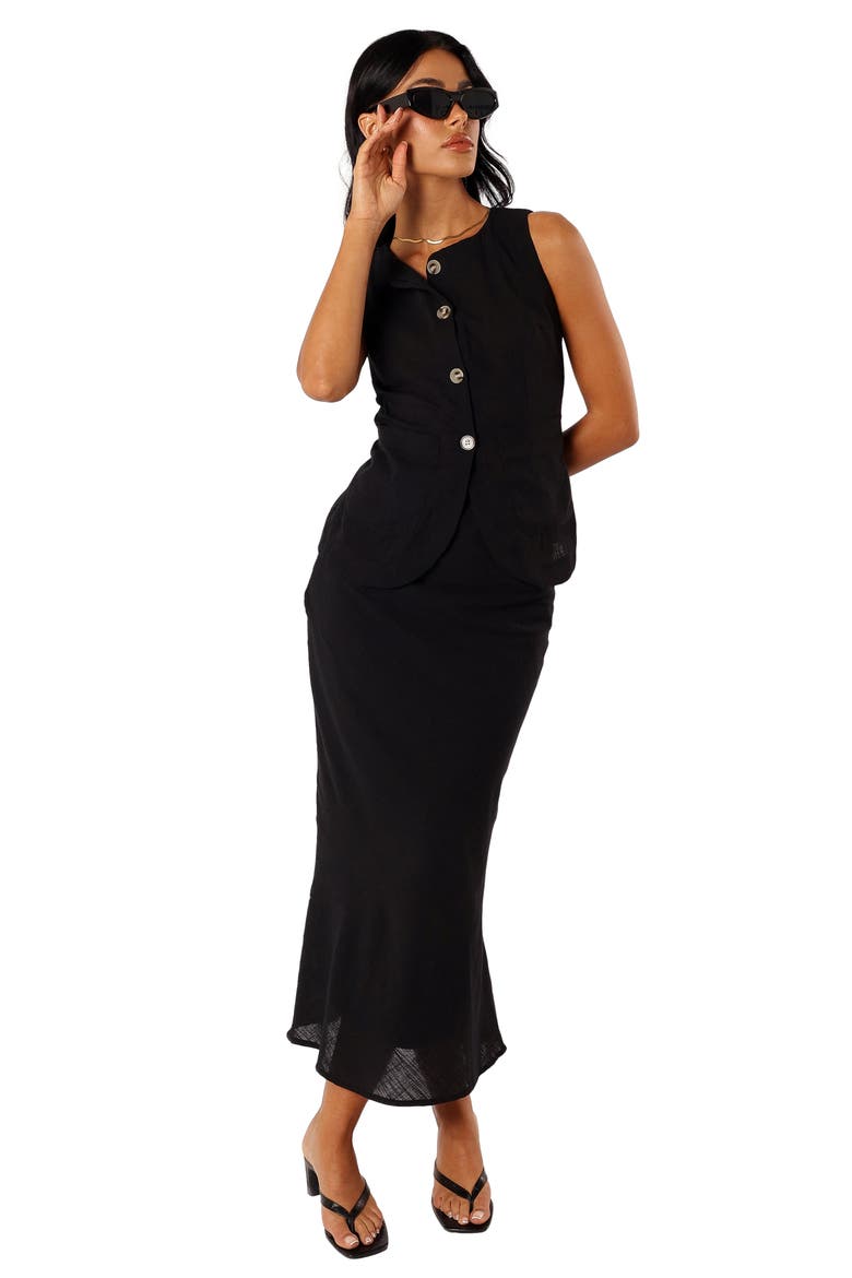 Peter Cotton Vest & Maxi Skirt, Alternate, color, BLACK
