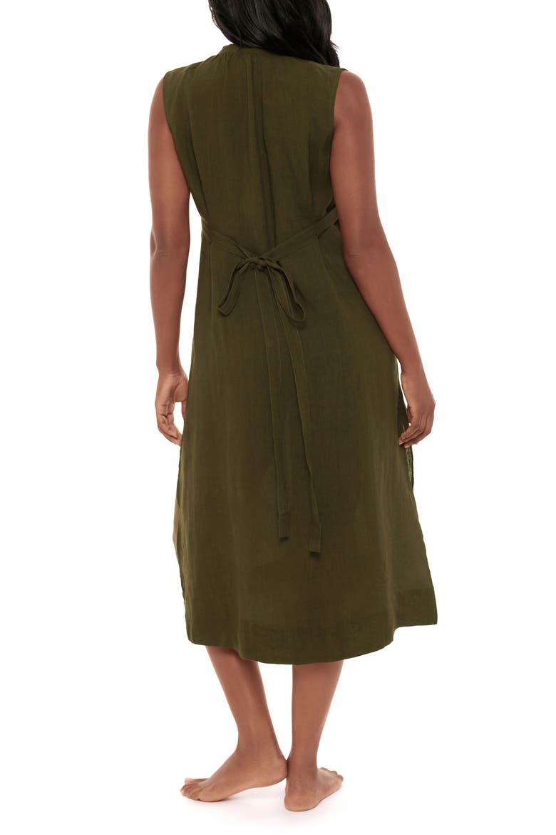 Pleated Sleeveless Beach Cover-Up Midi Dress, Alternate, color, NORI
