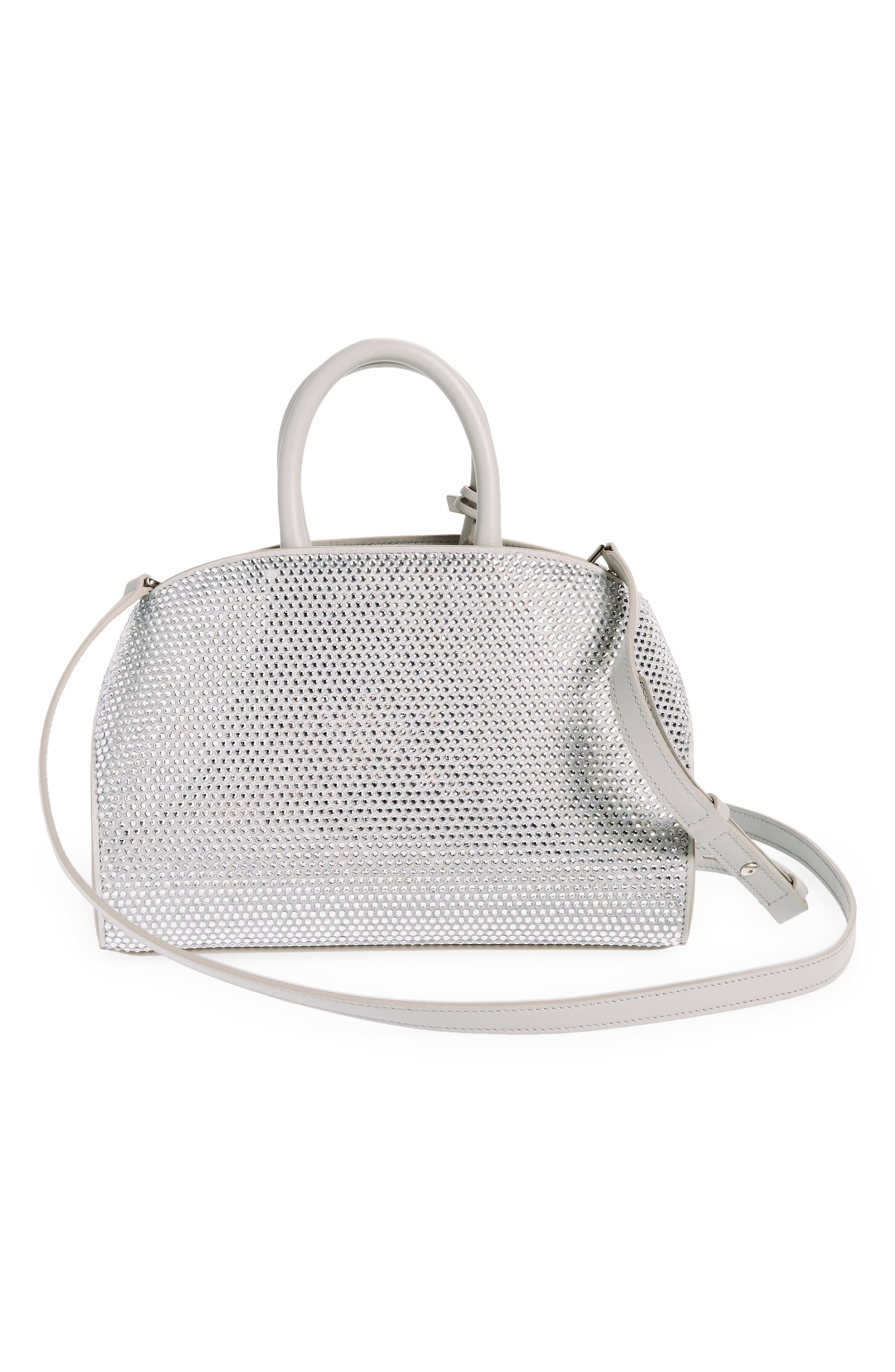 FERRAGAMO Mini Strass Crystal Top Handle Bag, Alternate, color, Perla
