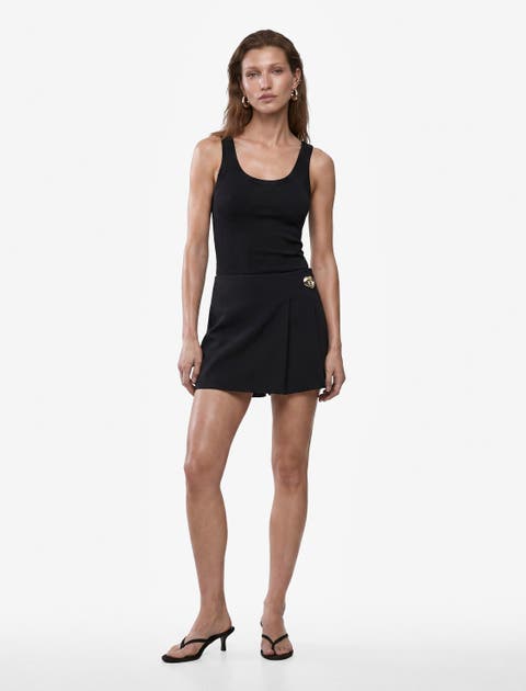 A Line Pleated Mini Skort with Clasp
