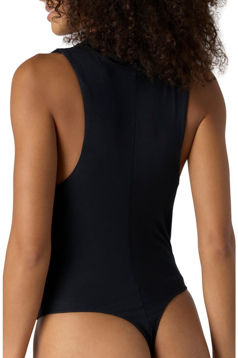 We're Going Out Plunge Neck Bodysuit, Alternate, color, BLACK