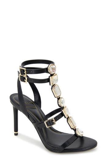 Kenneth Cole Lilath Embellished Ankle Strap Sandal In Black