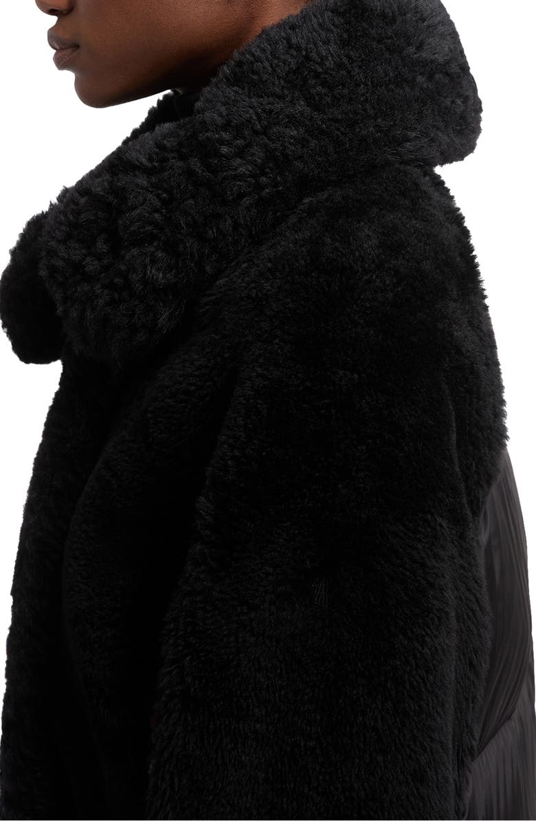Moncler Gobain Mixed Media Genuine Shearling Jacket, Alternate, color, Black