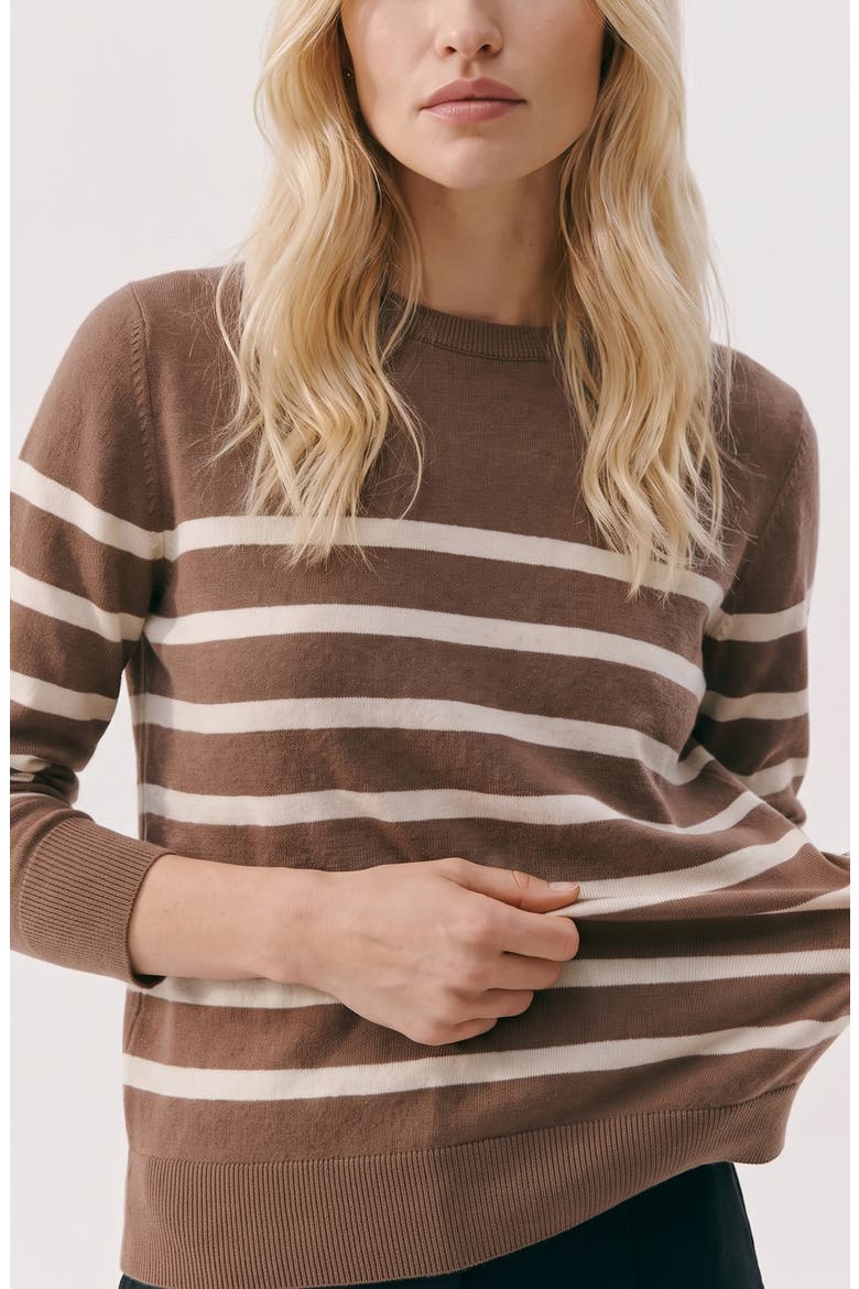 Saba Stripe Sweater, Alternate, color, COCOA BROWN STRIPES BIRCH