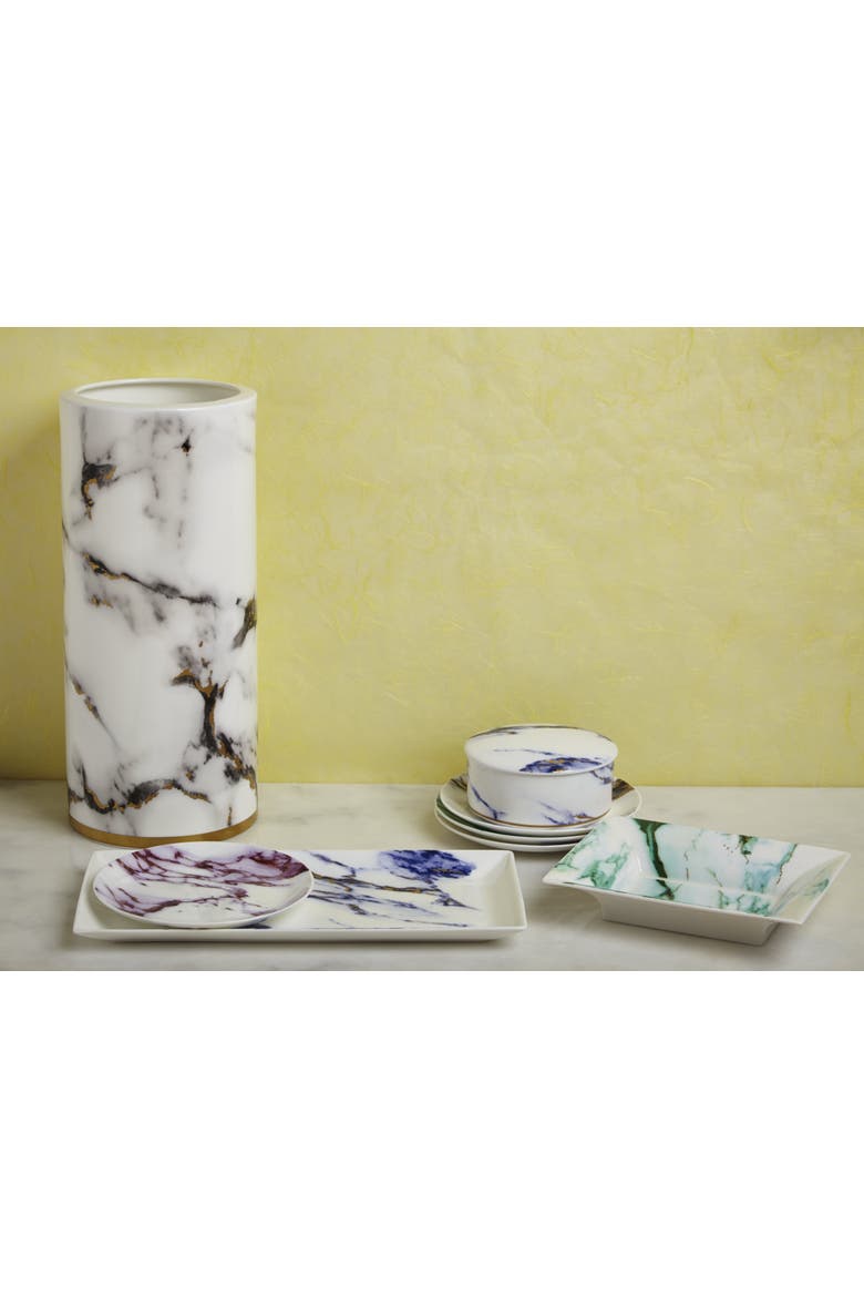 Marble Azure 13 Inch Sandwich/ Cake Tray, Alternate, color, White