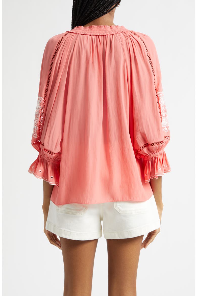 Haven Embroidered Woven Shirt, Alternate, color, CORAL