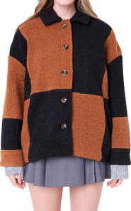 English Factory Oversize Check Teddy Jacket