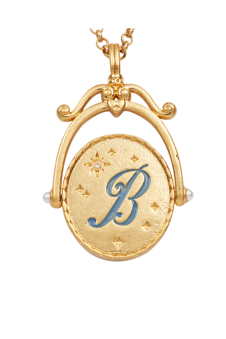 B Initial Bluebell Gold Spinner Chain Necklace, Alternate, color, Gold