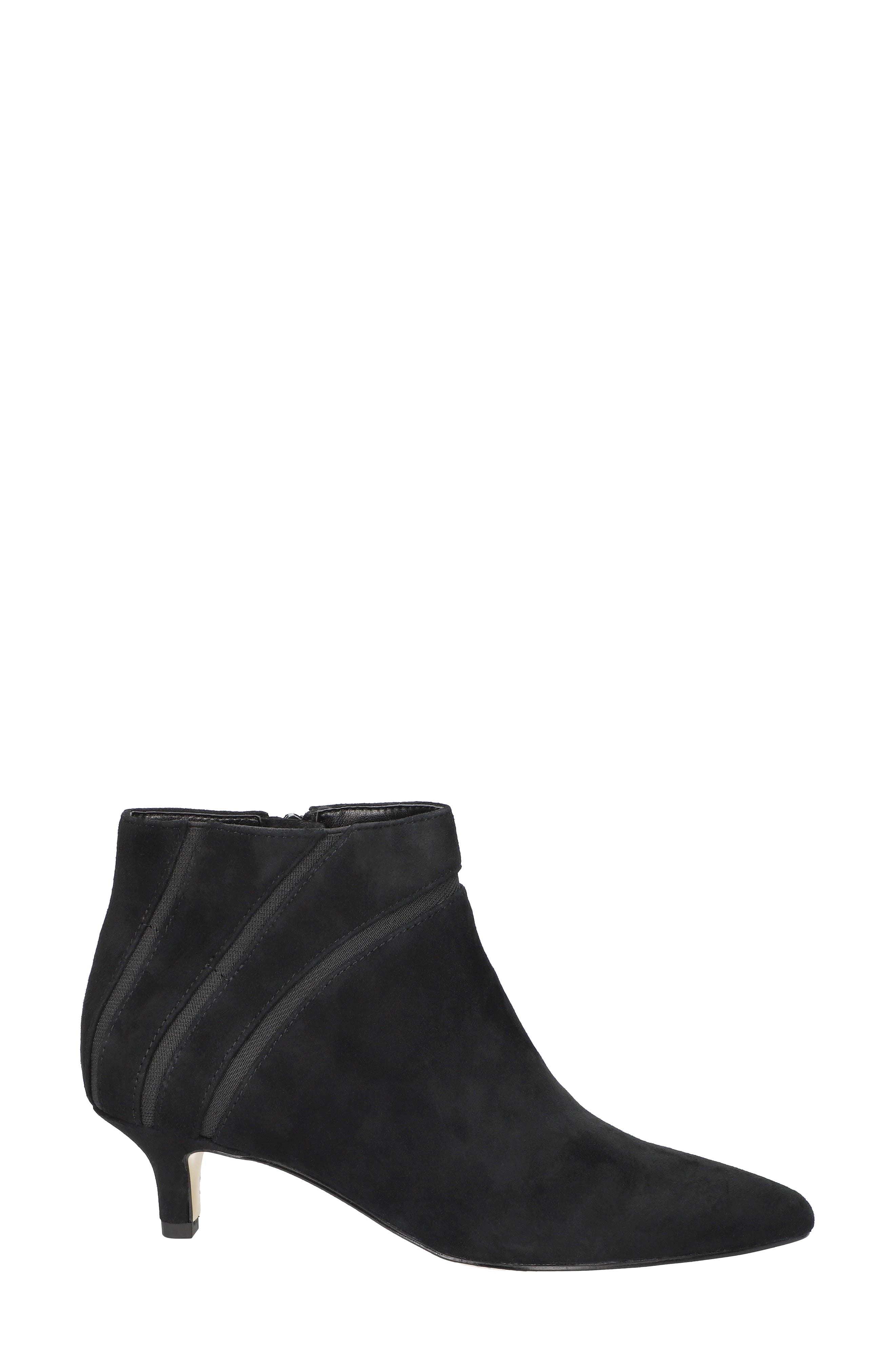 Bella Vita Faraday Kitten Heel Bootie, Alternate, color, Black Kidsuede Leather