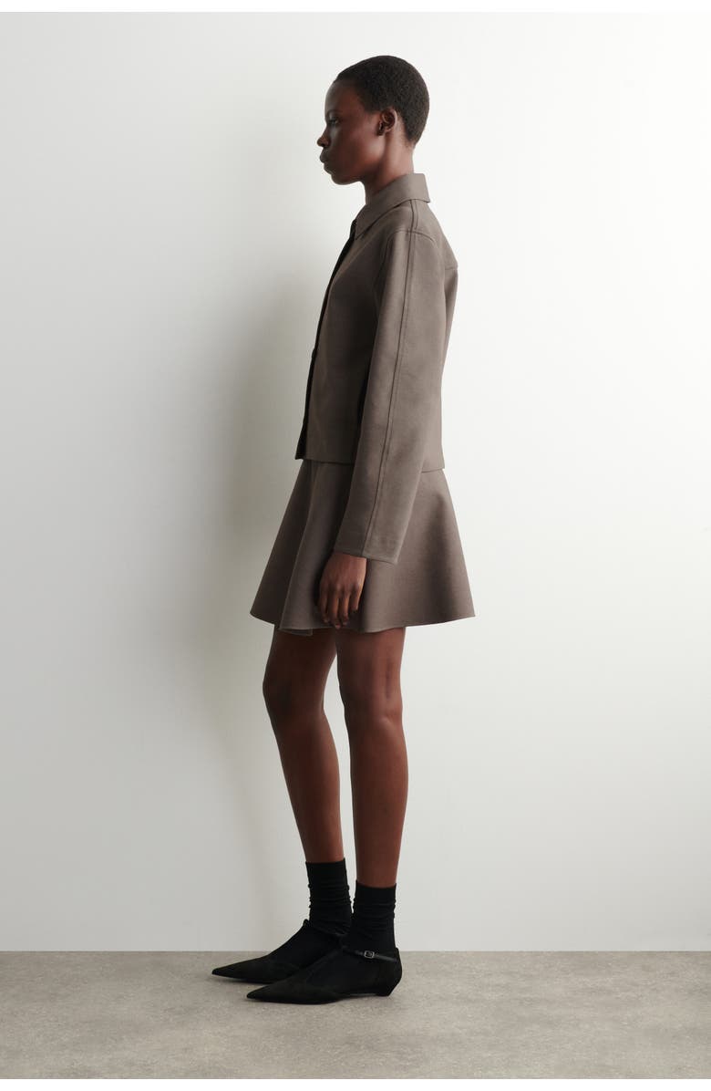 COS Rounded Jersey Jacket, Alternate, color, Brown