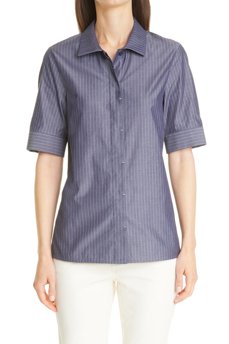 Farrell Avalon Stripe Cotton Blouse, Main, color, BLUE NOTE MULTI