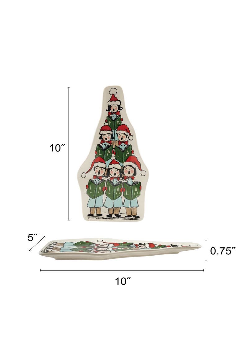 Fa La La Stoneware Choir Platter, Alternate, color, Multicolor