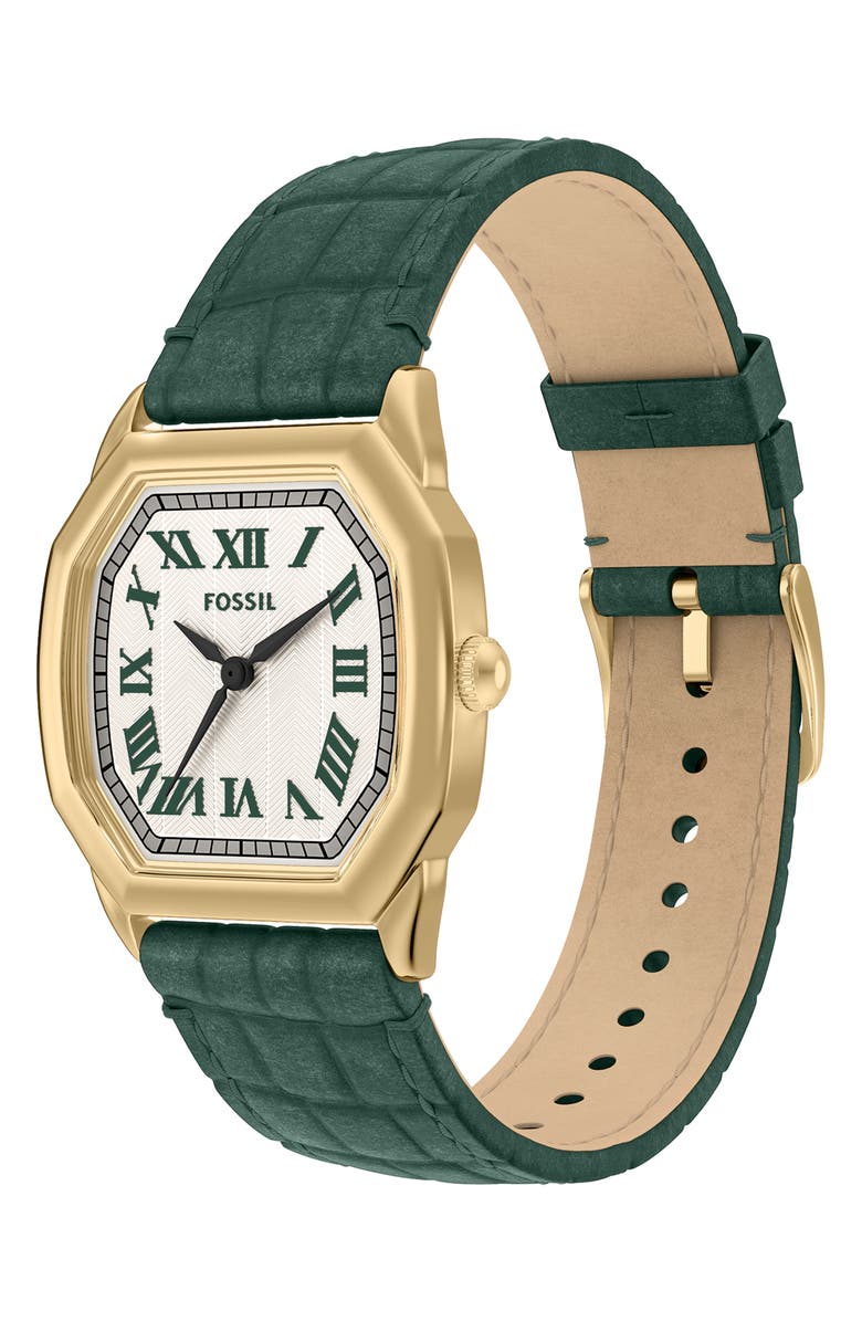 Fossil Harlow Croc Embossed Leather Strap Watch, 27mm, Alternate, color, 