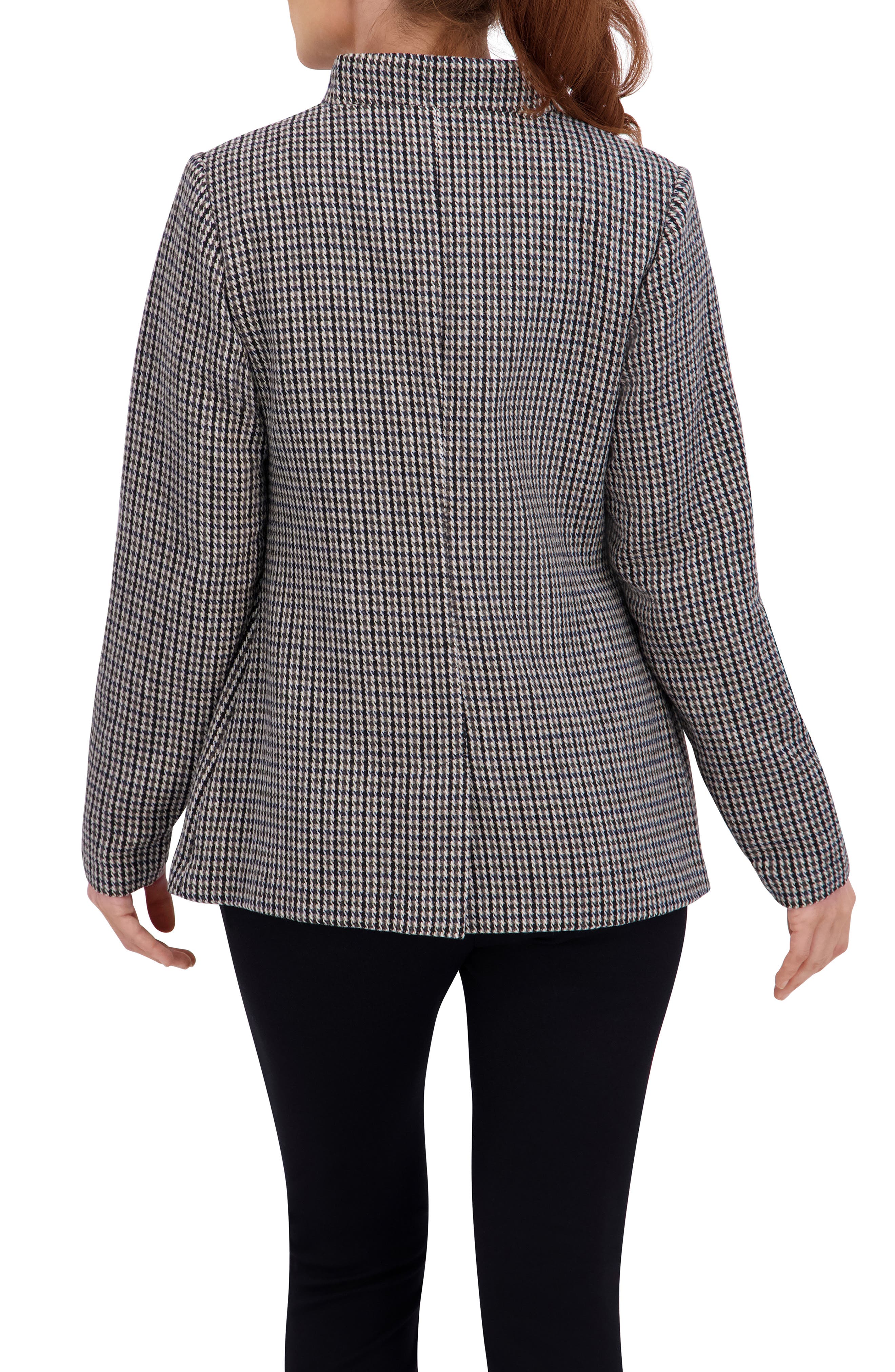 Ookie & Lala Houndstooth Inverted Notch Lapel Blazer (Women ...