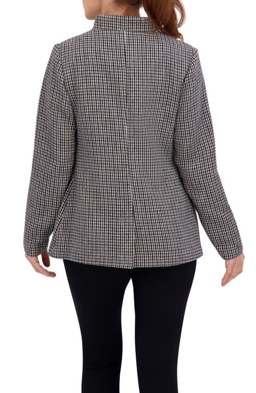 Ookie & Lala Houndstooth Inverted Notch Lapel Blazer In Gray