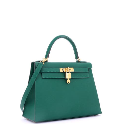 Pre-owned Hermes Hermes Kelly Handbag Green Epsom With Gold Hardware 28 In Green