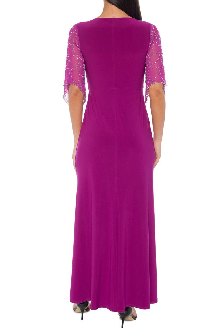 Beaded Sleeve Jersey Dress, Alternate, color, MAGENTA