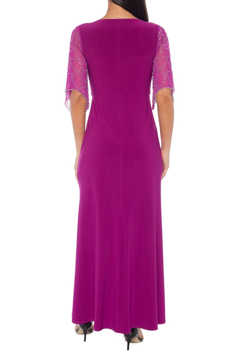 Marina Beaded Sleeve Jersey Dress, Alternate, color, Magenta