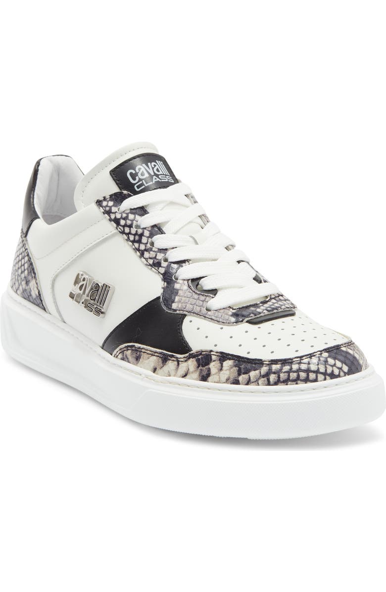 Roberto Cavalli Paneled Leather Sneaker, Main, color, White