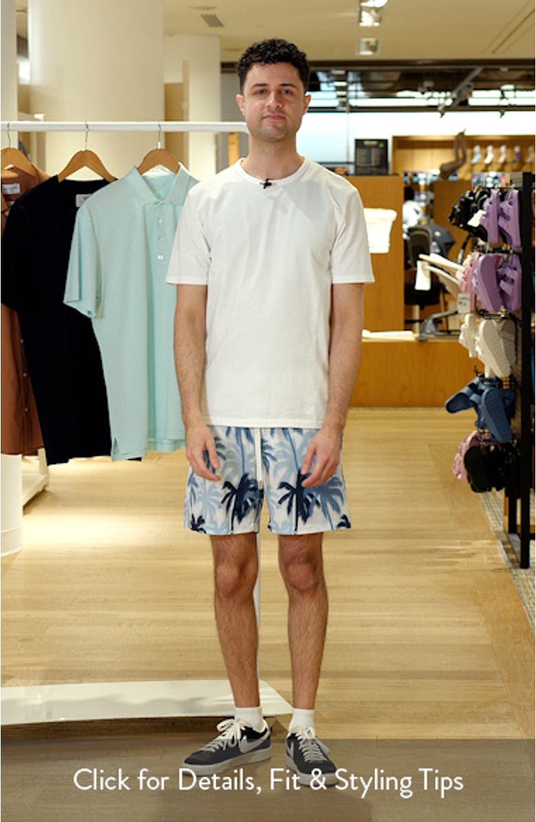 Palm Print Swim Trunks, sales video thumbnail