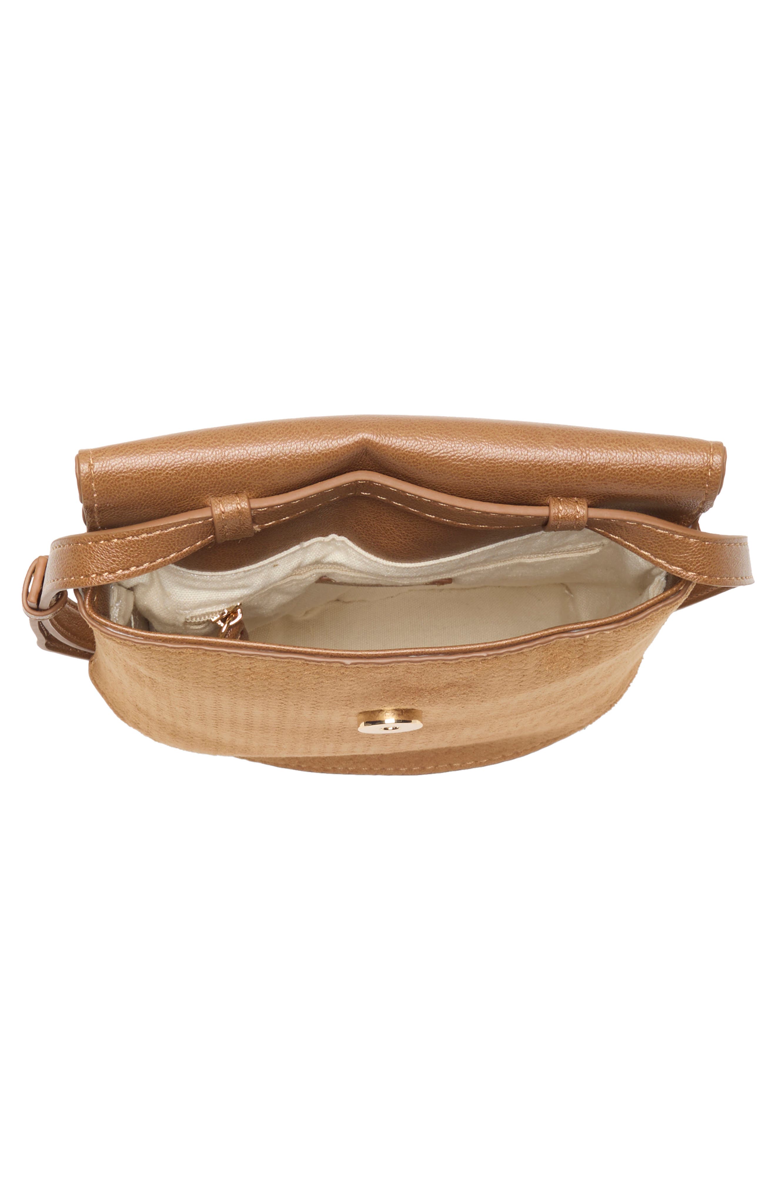 Perry Embossed Suede Crossbody Bag, Alternate, color, COGNAC