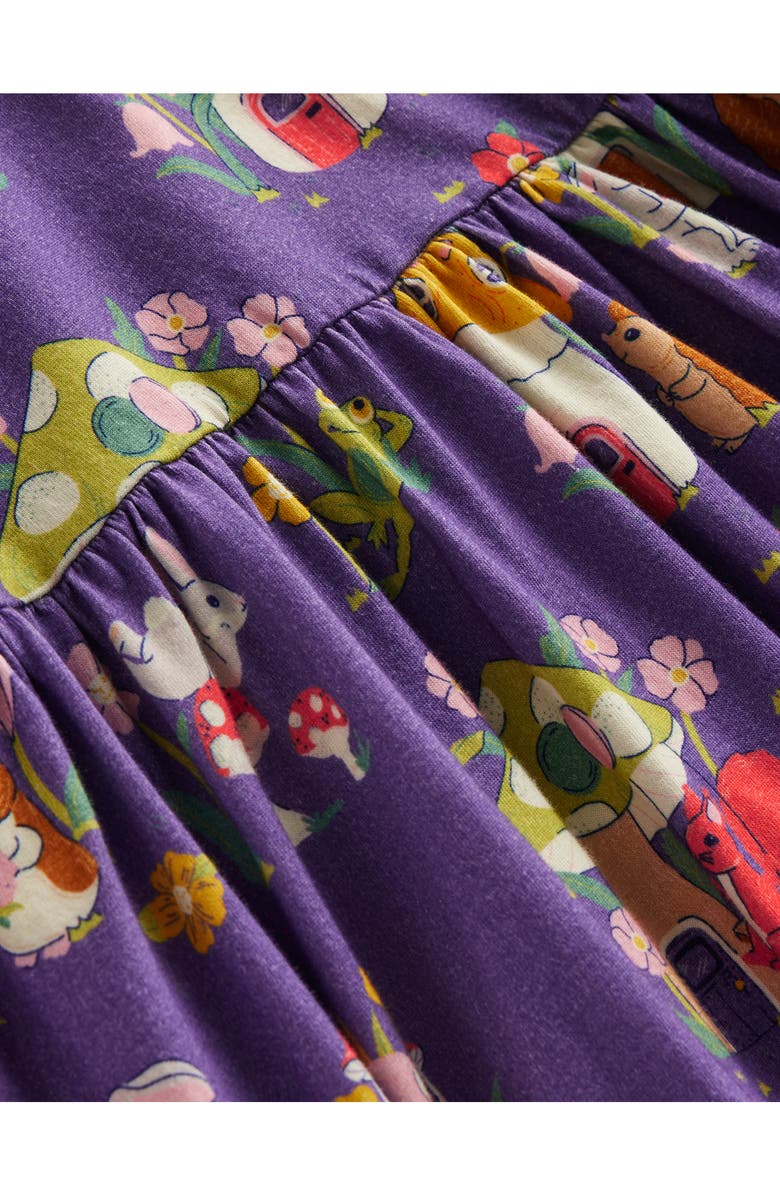 Mini Boden Kids' Toadstool Print Long Sleeve Cotton Dress, Alternate, color, 