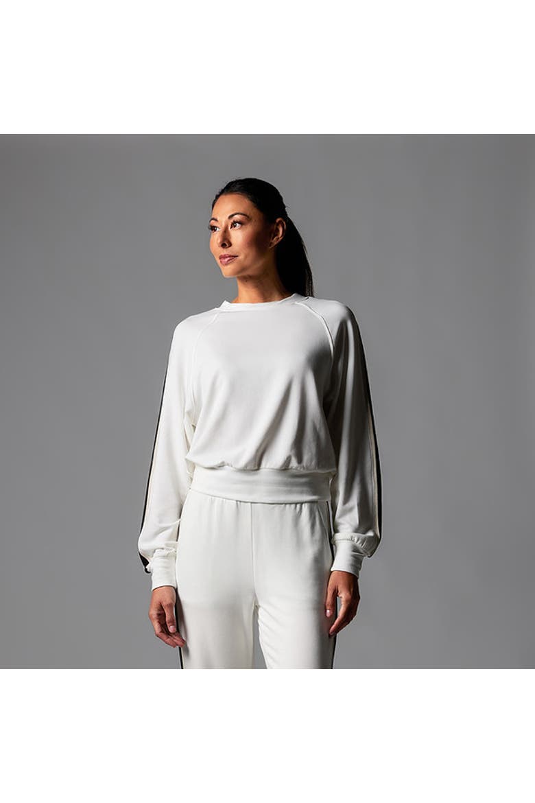 Ease Crew Stripe Sweatshirt, Alternate, color, COCONUT EBONY