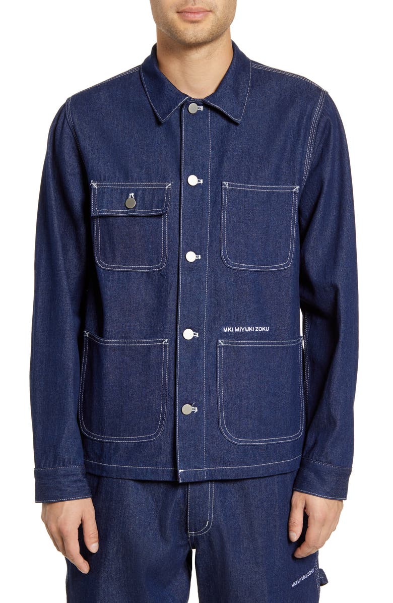 MKI Miyuki Zoku Raw Denim Chore Jacket, Alternate, color,