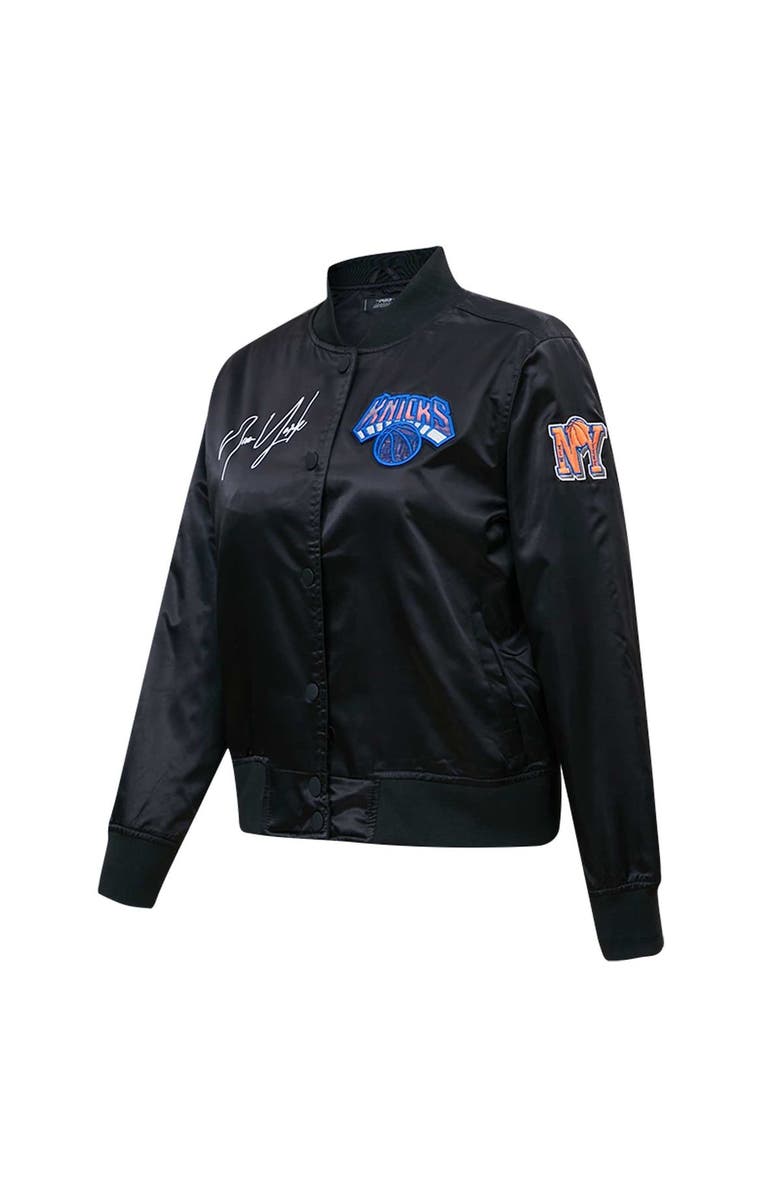 PRO STANDARD Women's Pro Standard Black New York Knicks City Scape Satin Full-Snap Jacket, Alternate, color,