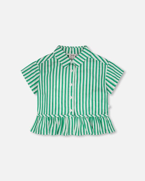 Short Sleeve Striped Button Down Shirt (Toddler, Little Kid & Big Kid)