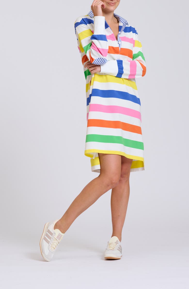 SHIRTY Summer Stripe Oversize Long Sleeve Stretch Cotton Shirtdress, Alternate, color, Bright Stripe