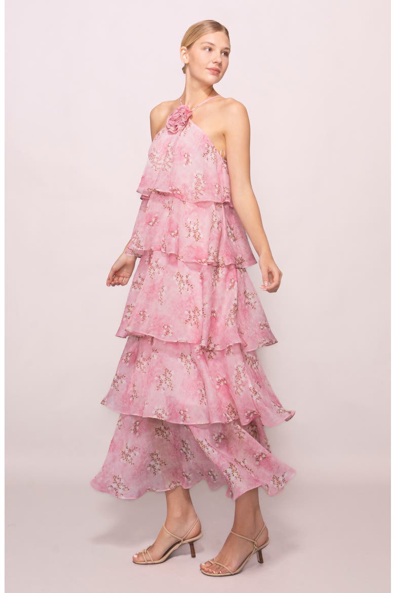 Floral Tiered Maxi Dress, Alternate, color, PINK FLORAL