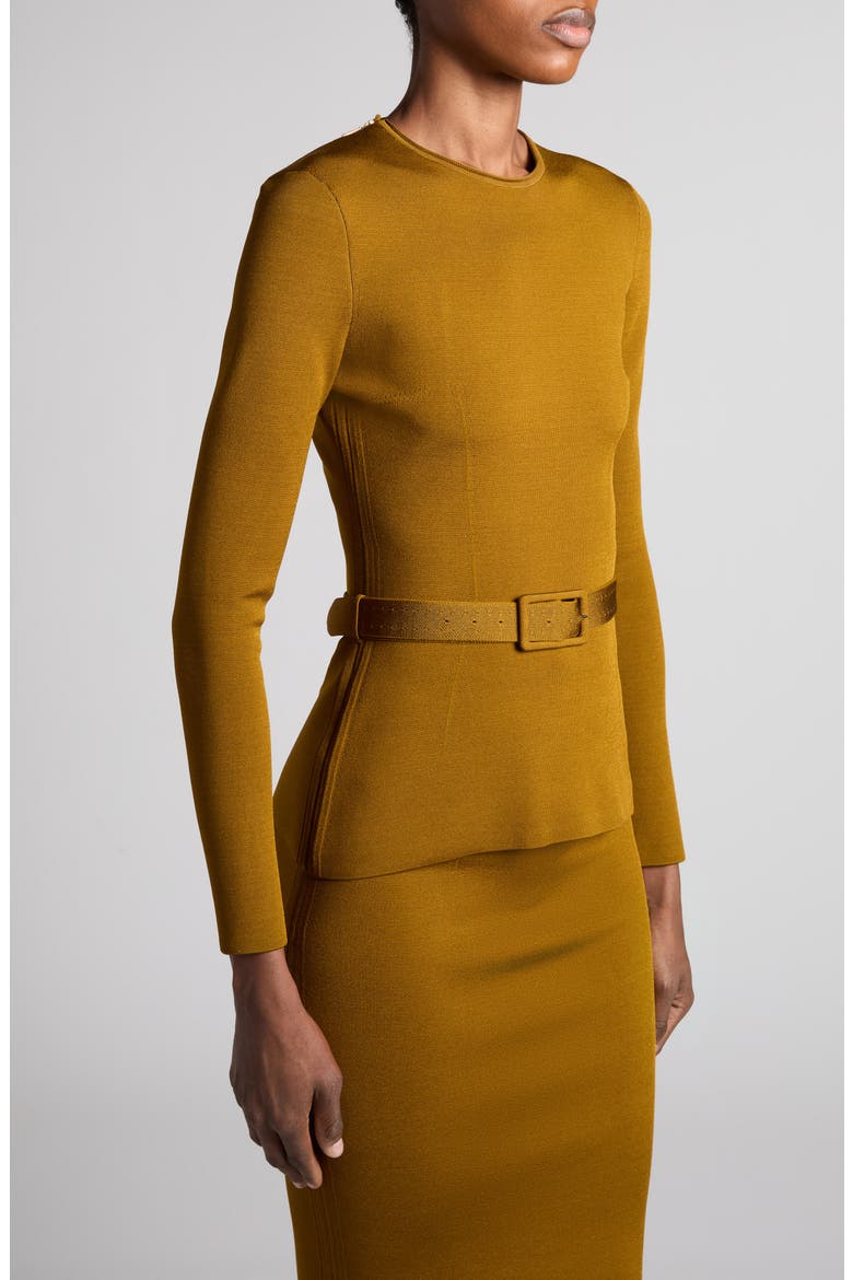 Belted Tech Viscose Blend Sweater, Alternate, color, OLIVINE GREEN