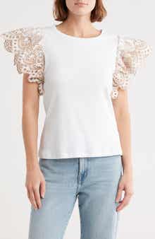 INDUSTRY REPUBLIC CLOTHING Eyelet Sleeve T-Shirt