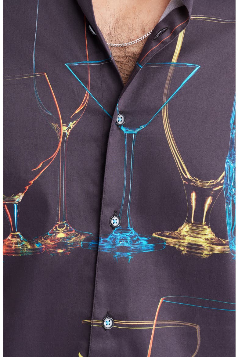 Neon Nights Button-Up Shirt, Alternate, color, BLACK