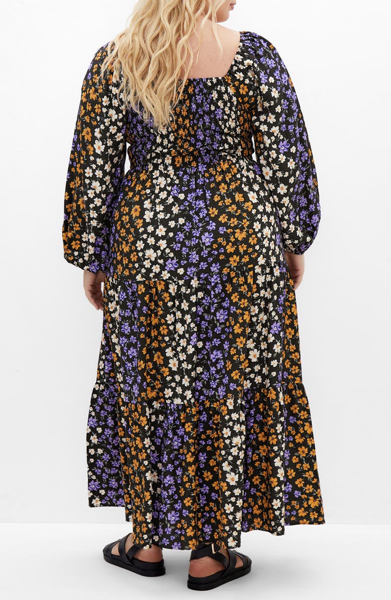 City Chic Alivia Floral Long Sleeve Tiered Maxi Dress, Alternate, color, Daydream Ditsy