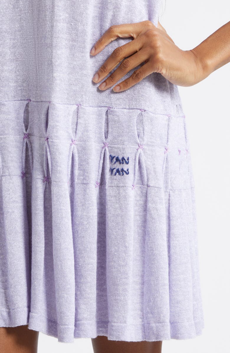 YanYan Snowflake Pointelle Linen & Cotton Polo Sweater Dress, Alternate, color, Lilac