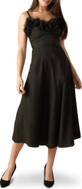 FLYING TOMATO Ruffle Midi Fit & Flare Dress