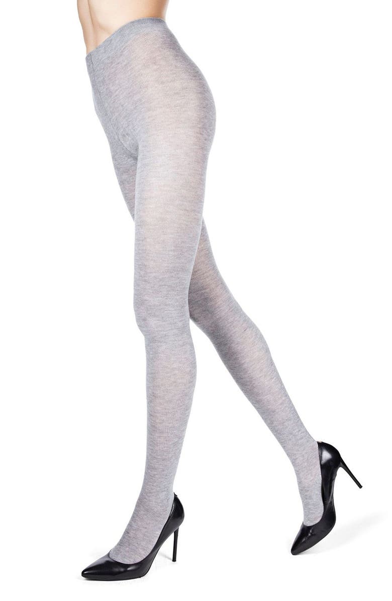 MeMoi Flat Knit Sweater Tights, Main, color, Lt Gray Heather