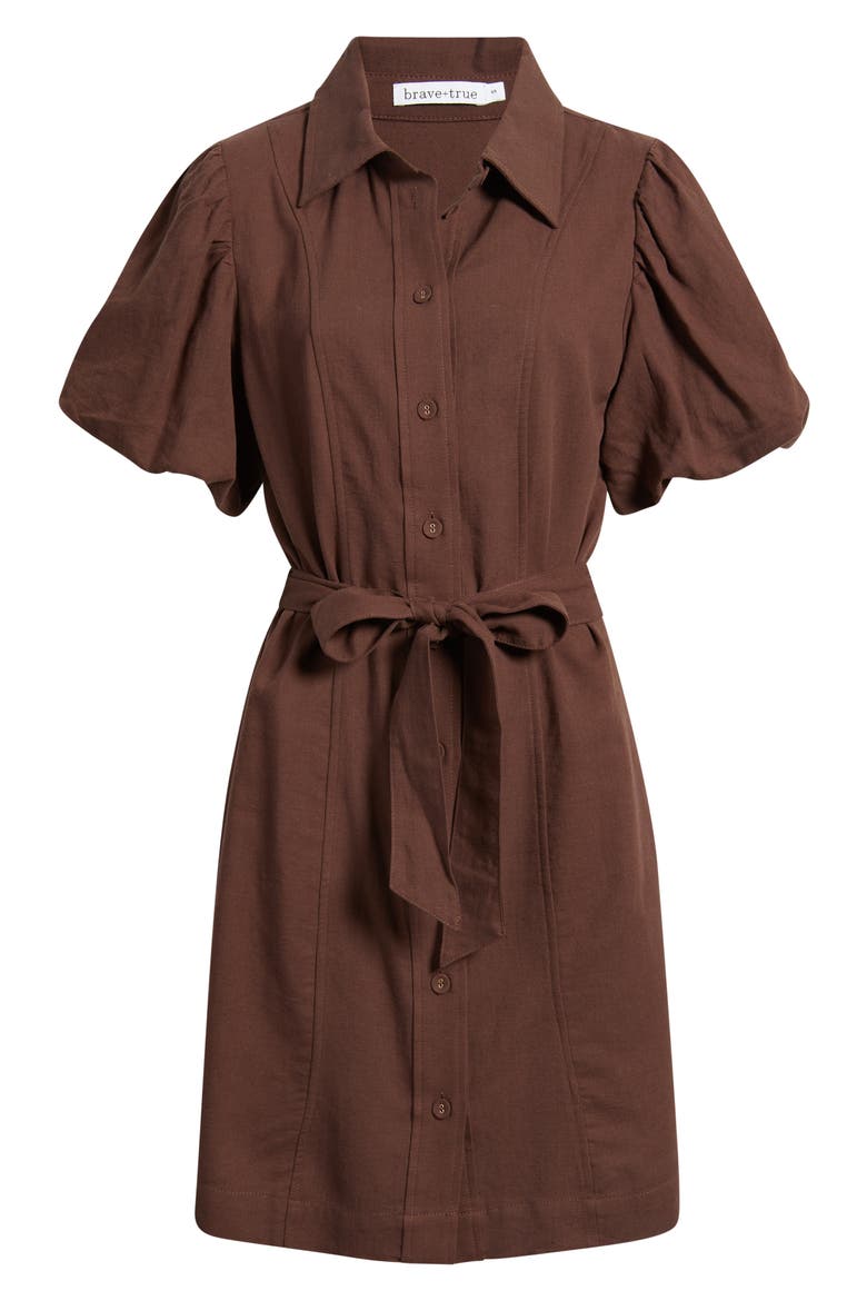 Lenni Button Front Minidress, Alternate, color, CHOCOLATE