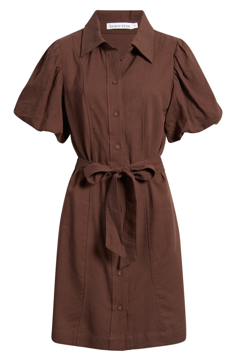 Brave+True Lenni Button Front Minidress, Alternate, color, Chocolate