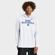 Nike Men's Nike White Duke Blue Devils 2025 Sideline Performance Long Sleeve Hoodie T-Shirt