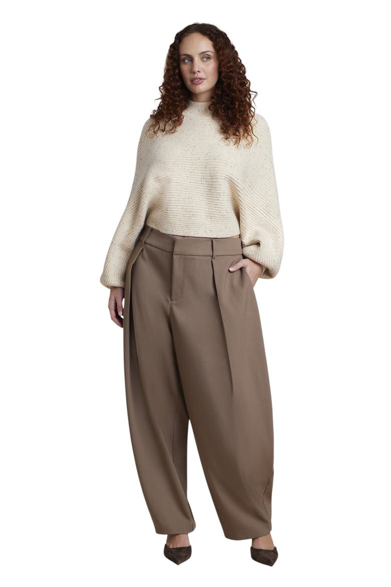Oversized Mock Neck Batwing Sweater (plus), Alternate, color, MARLED BLACK WHITE