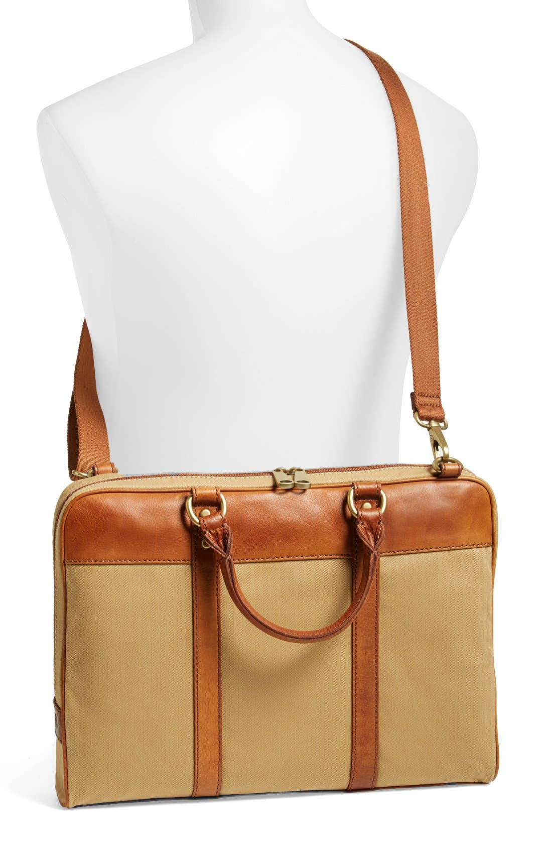 'Estate' Herringbone Briefcase, Alternate, color, KHAKI