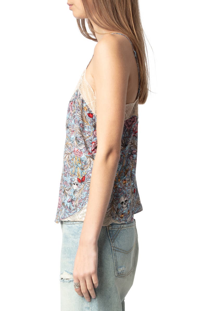 Zadig & Voltaire Cyoko British Flowers Lace Trim Camisole, Alternate, color, 