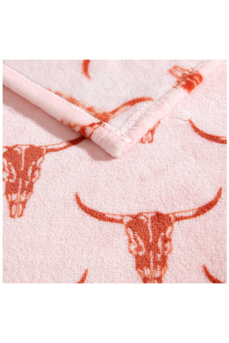 Steer Head Throw Blanket, Alternate, color, PINK