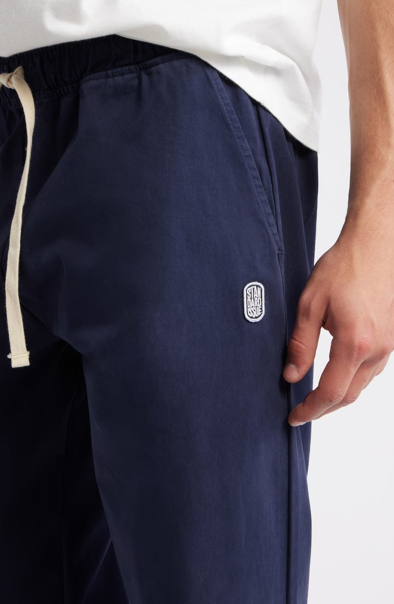 STANDARD ISSUE Standard Cotton Stretch Poplin Drawstring Slacker Pants, Alternate, color, Navy